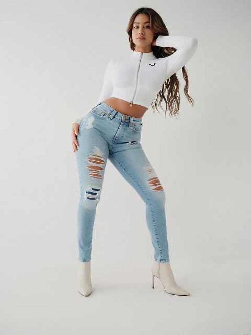 True Religion Jennie High Rise Curvy Skinny Jeans Dam Blå | DVL719032