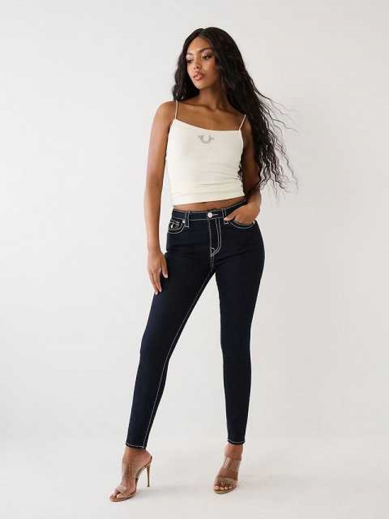 True Religion Jennie Lurex Big T High Rise Curvy Skinny Jeans Dam Body Rinse | CVI971608