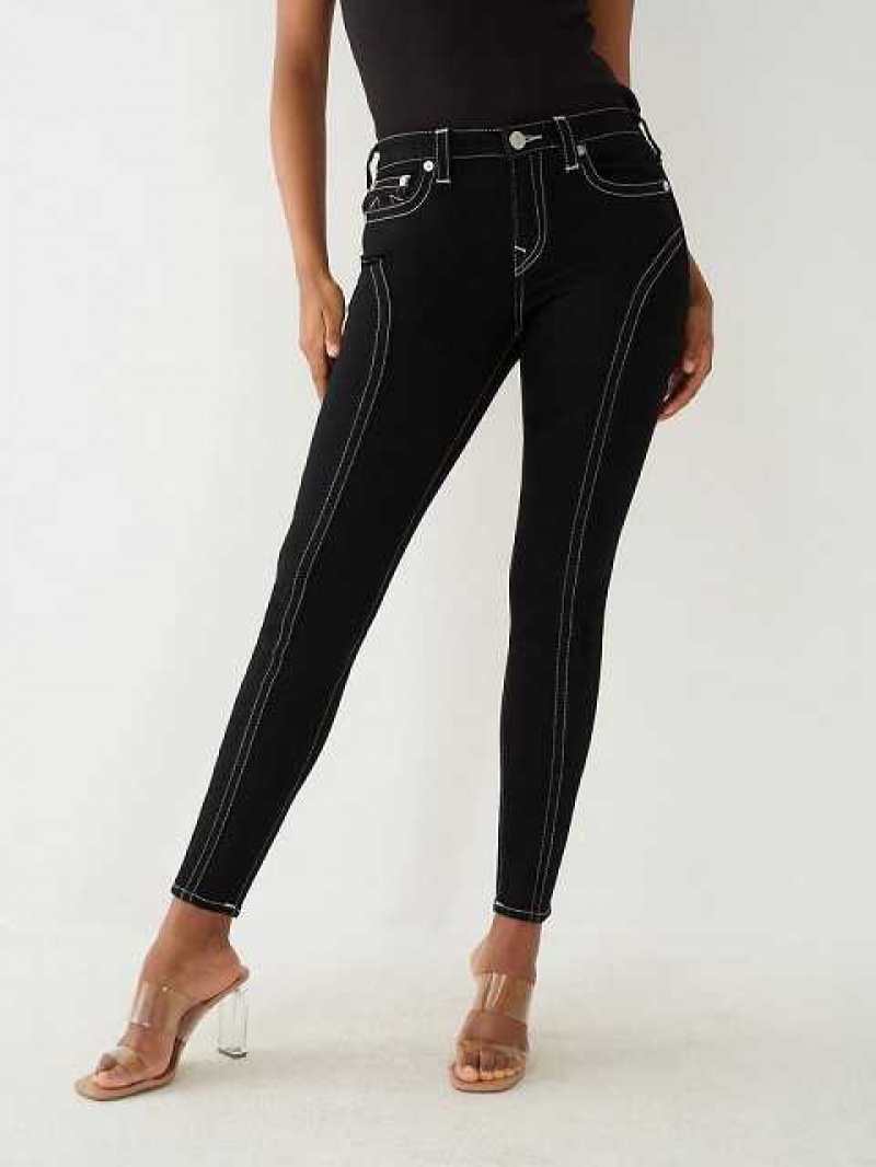 True Religion Jennie Mid Rise Curvy Skinny Jeans Dam Svarta | GKN867493