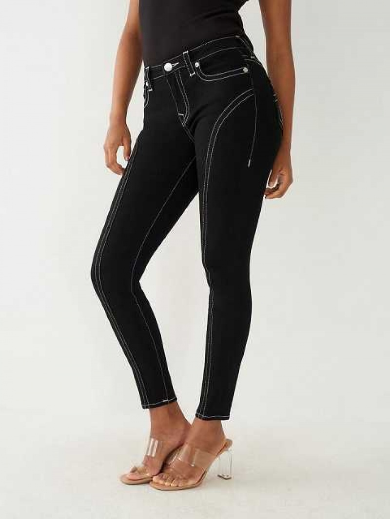 True Religion Jennie Mid Rise Curvy Skinny Jeans Dam Svarta | GKN867493