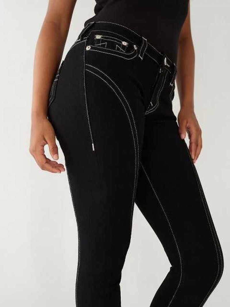 True Religion Jennie Mid Rise Curvy Skinny Jeans Dam Svarta | GKN867493