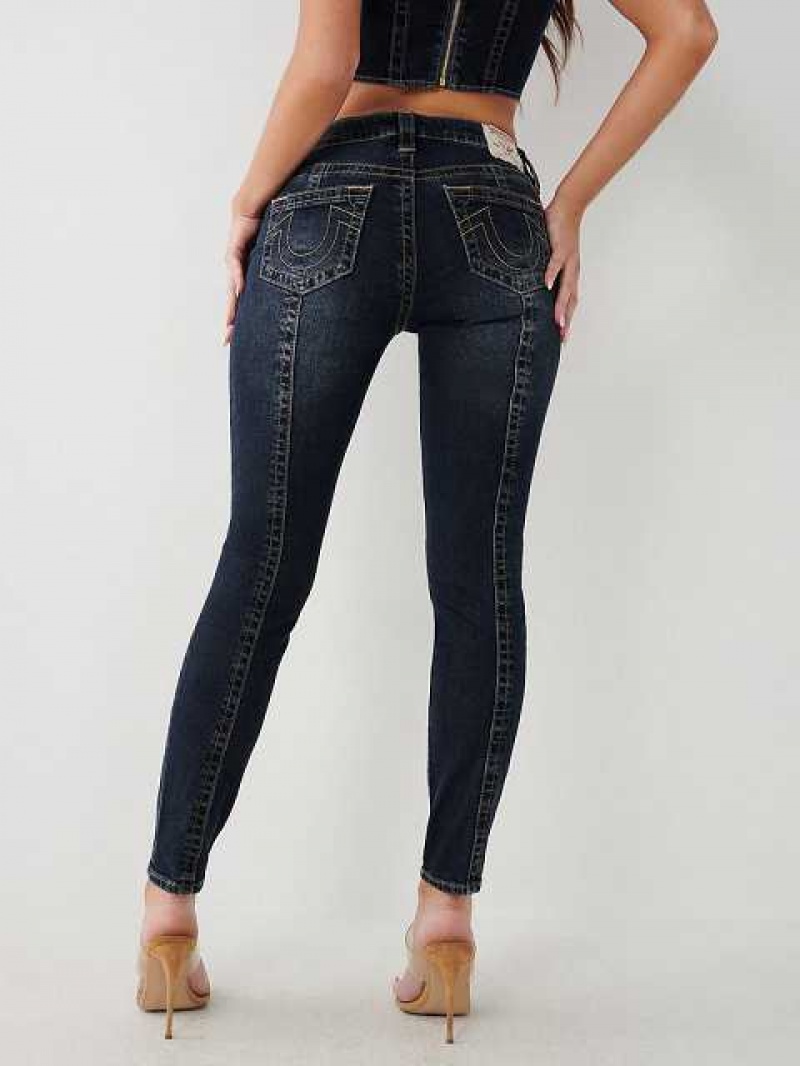 True Religion Jennie Mid Rise Curvy Skinny Jeans Dam Marinblå | ZLM947321