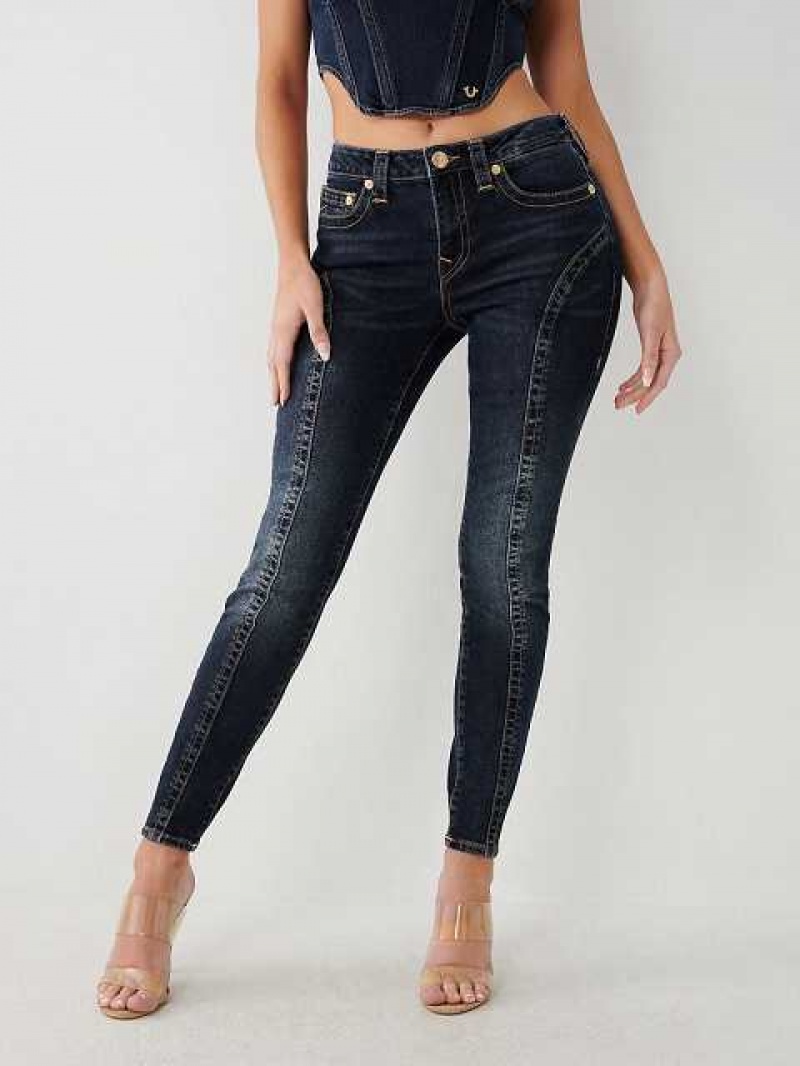 True Religion Jennie Mid Rise Curvy Skinny Jeans Dam Marinblå | ZLM947321