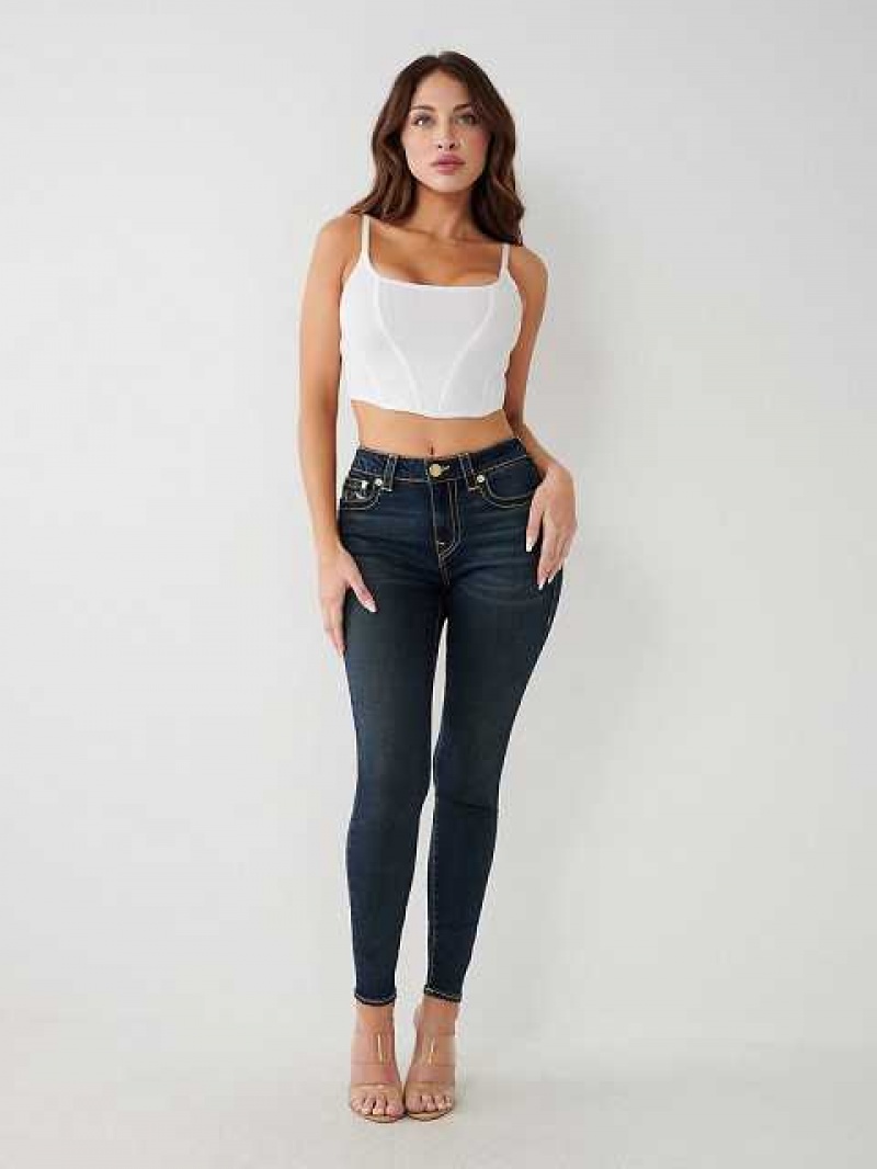 True Religion Jennie Mid Rise Curvy Skinny Jeans Dam Aizome | ZFG384256