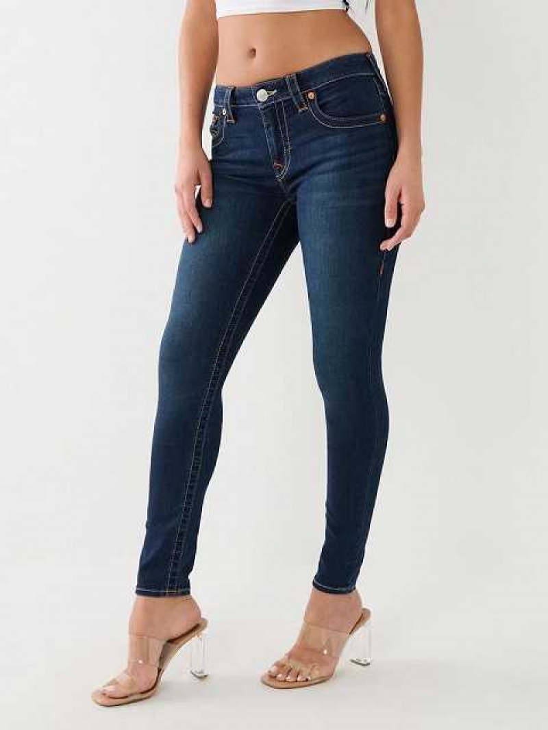 True Religion Jennie Mid Rise Curvy Skinny Jeans Dam Blå | FMH821739