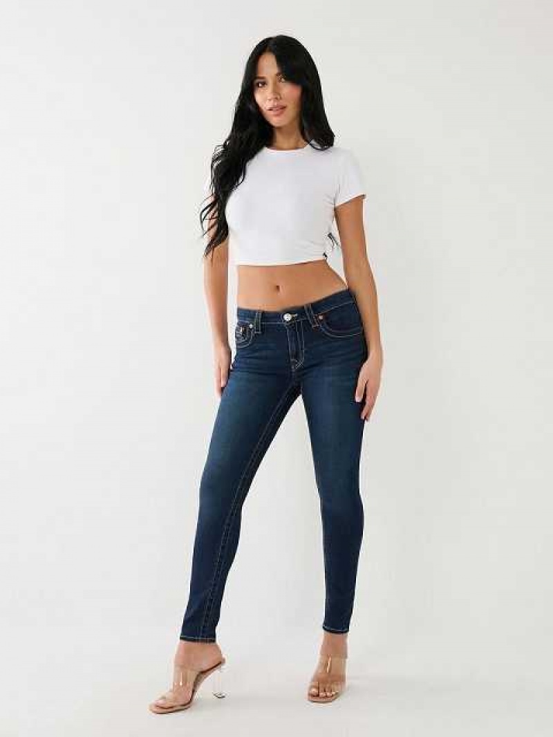 True Religion Jennie Mid Rise Curvy Skinny Jeans Dam Blå | FMH821739