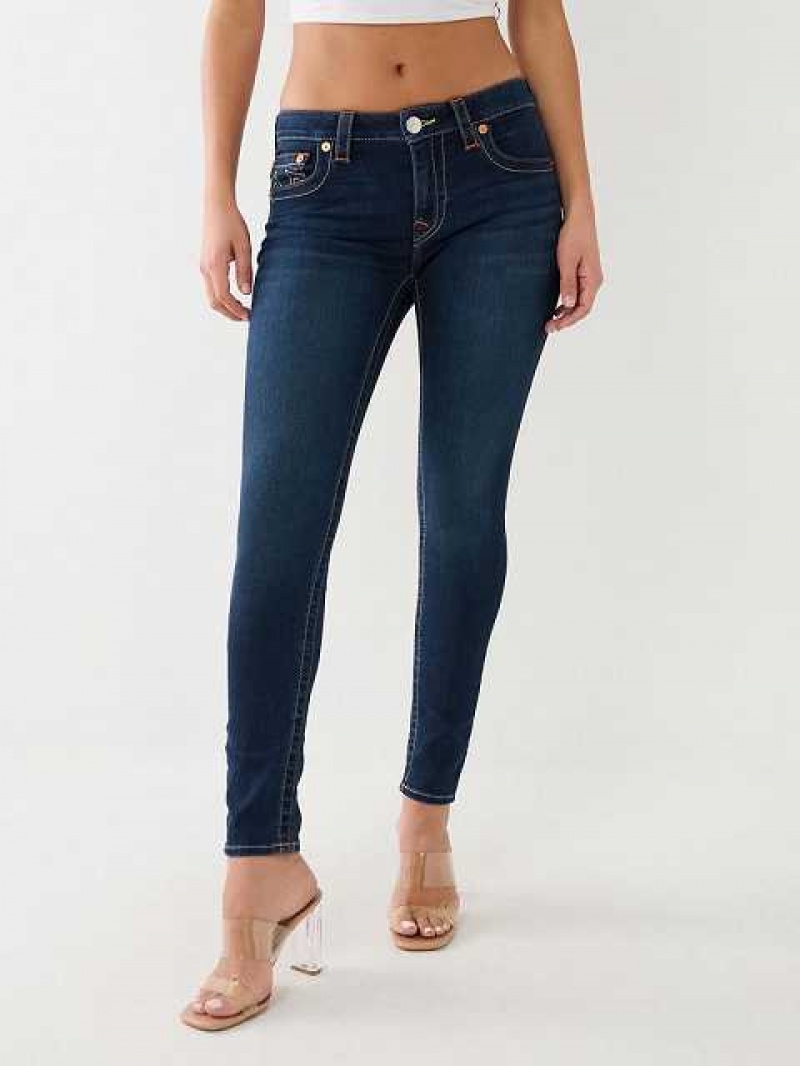 True Religion Jennie Mid Rise Curvy Skinny Jeans Dam Blå | FMH821739