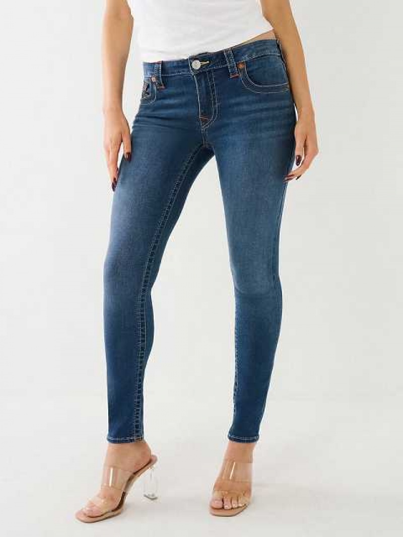 True Religion Jennie Mid Rise Curvy Skinny Jeans Dam Marinblå | EWU306149