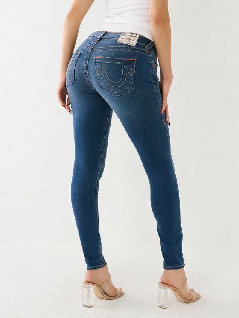 True Religion Jennie Mid Rise Curvy Skinny Jeans Dam Marinblå | EWU306149