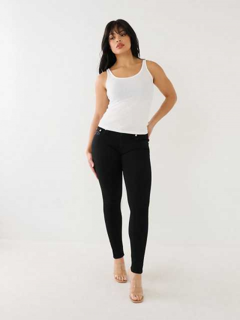 True Religion Jennie Mid Rise Curvy Skinny Jeans Dam Svarta | BQF742980