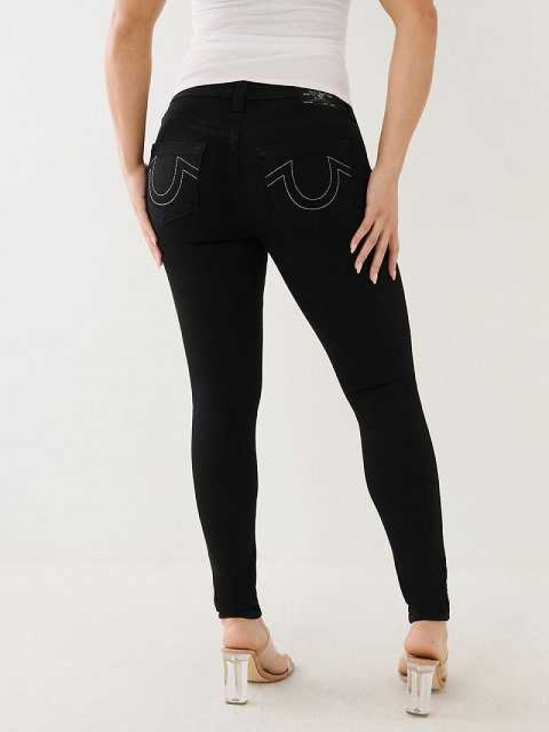 True Religion Jennie Mid Rise Curvy Skinny Jeans Dam Svarta | BQF742980