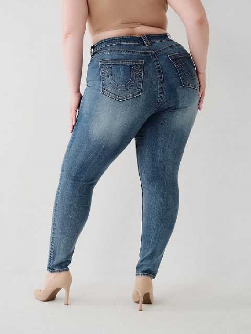 True Religion Jennie Mid Rise Curvy Skinny Jeans Dam Blå | XQB634021