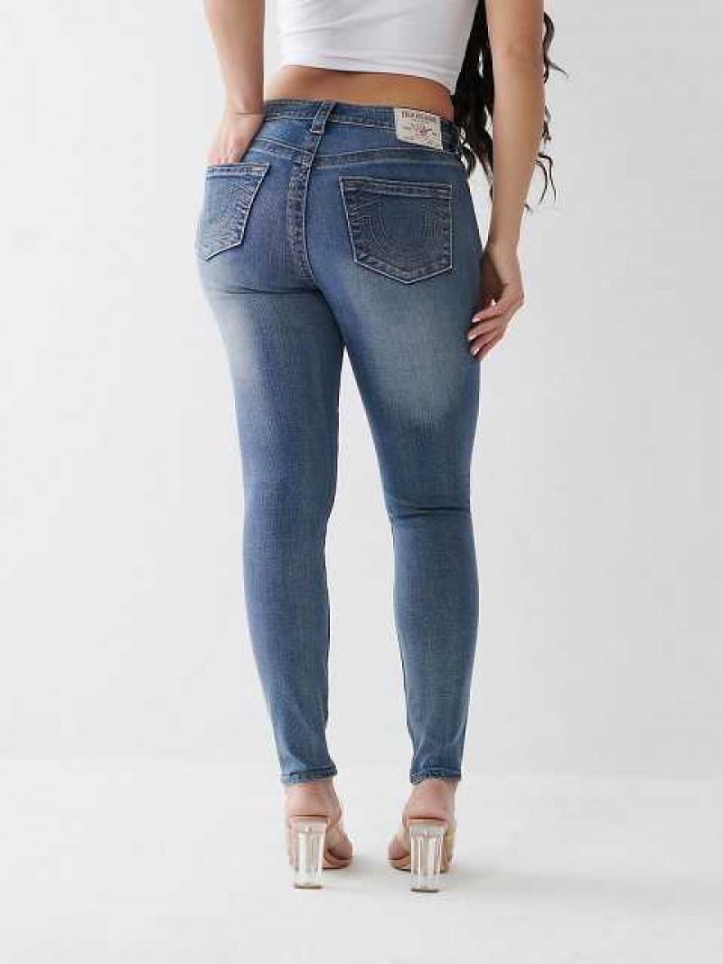 True Religion Jennie Mid Rise Curvy Skinny Jeans Dam Blå | XQB634021