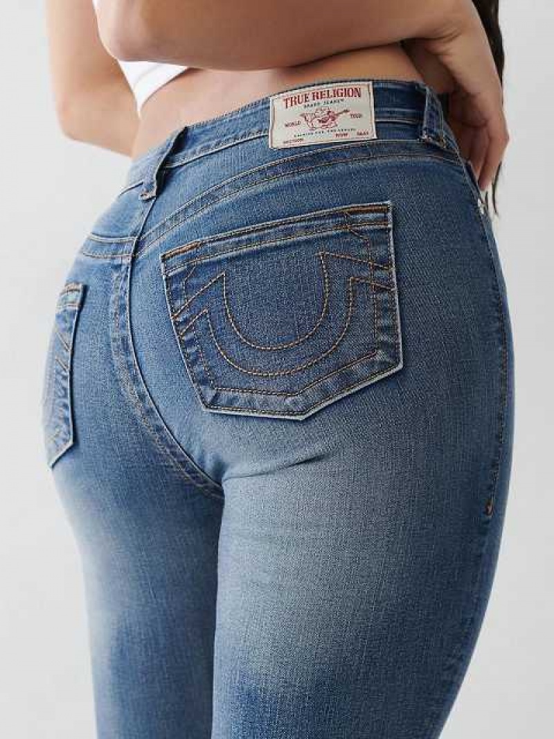 True Religion Jennie Mid Rise Curvy Skinny Jeans Dam Blå | XQB634021