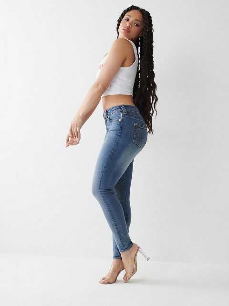 True Religion Jennie Mid Rise Curvy Skinny Jeans Dam Blå | XQB634021