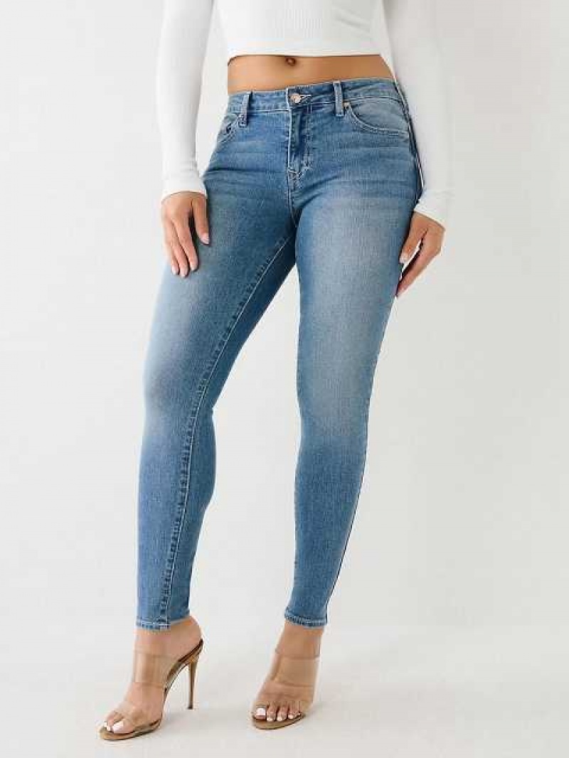 True Religion Jennie Mid Rise Curvy Skinny Jeans Dam Ljusblå | RFP597801