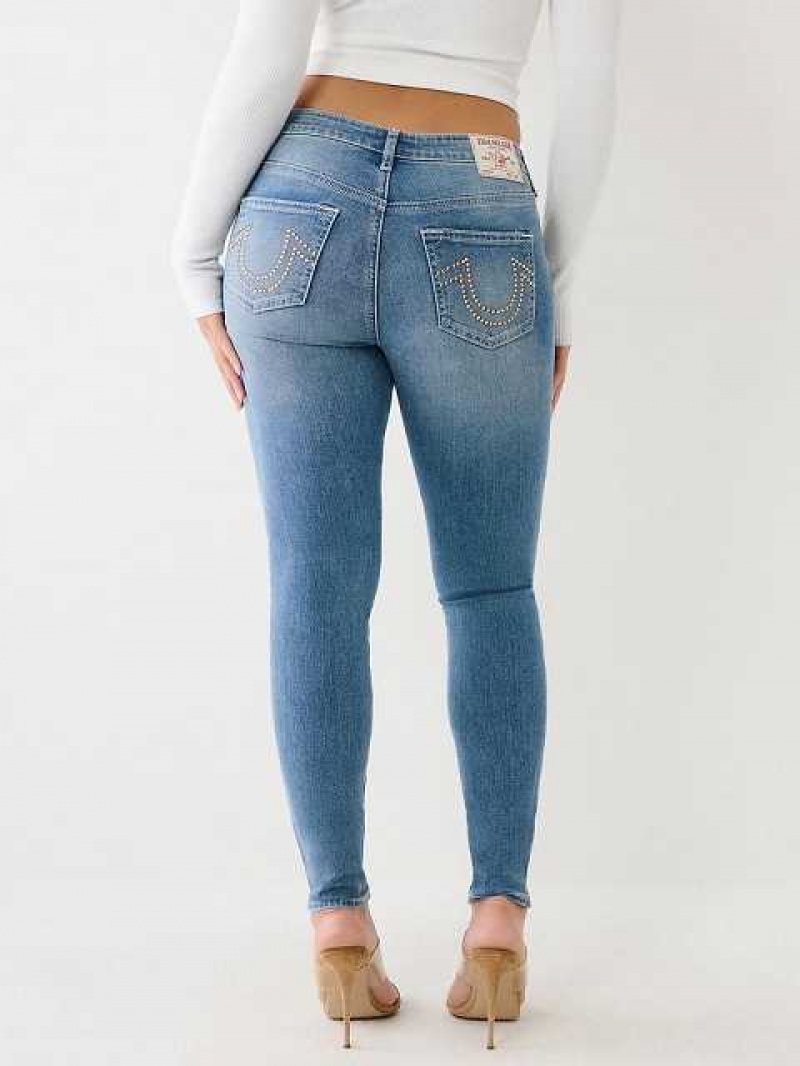 True Religion Jennie Mid Rise Curvy Skinny Jeans Dam Ljusblå | RFP597801