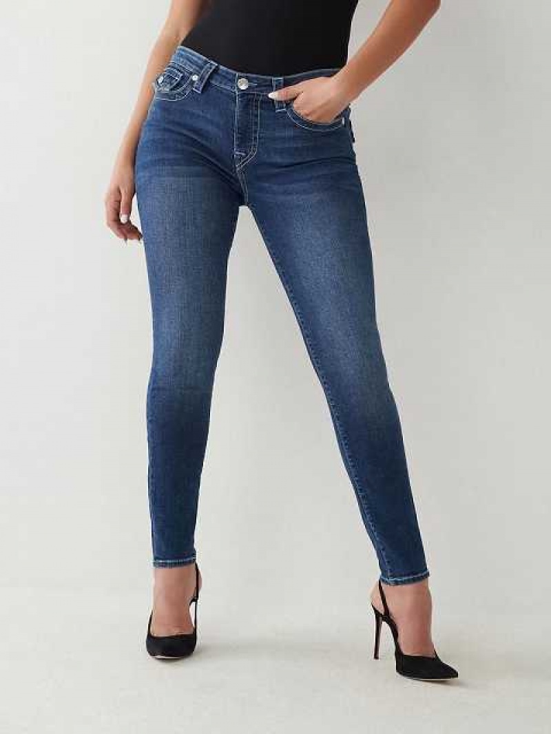 True Religion Jennie Mid Rise Curvy Skinny Jeans Dam Mörktvätt | CRM639804