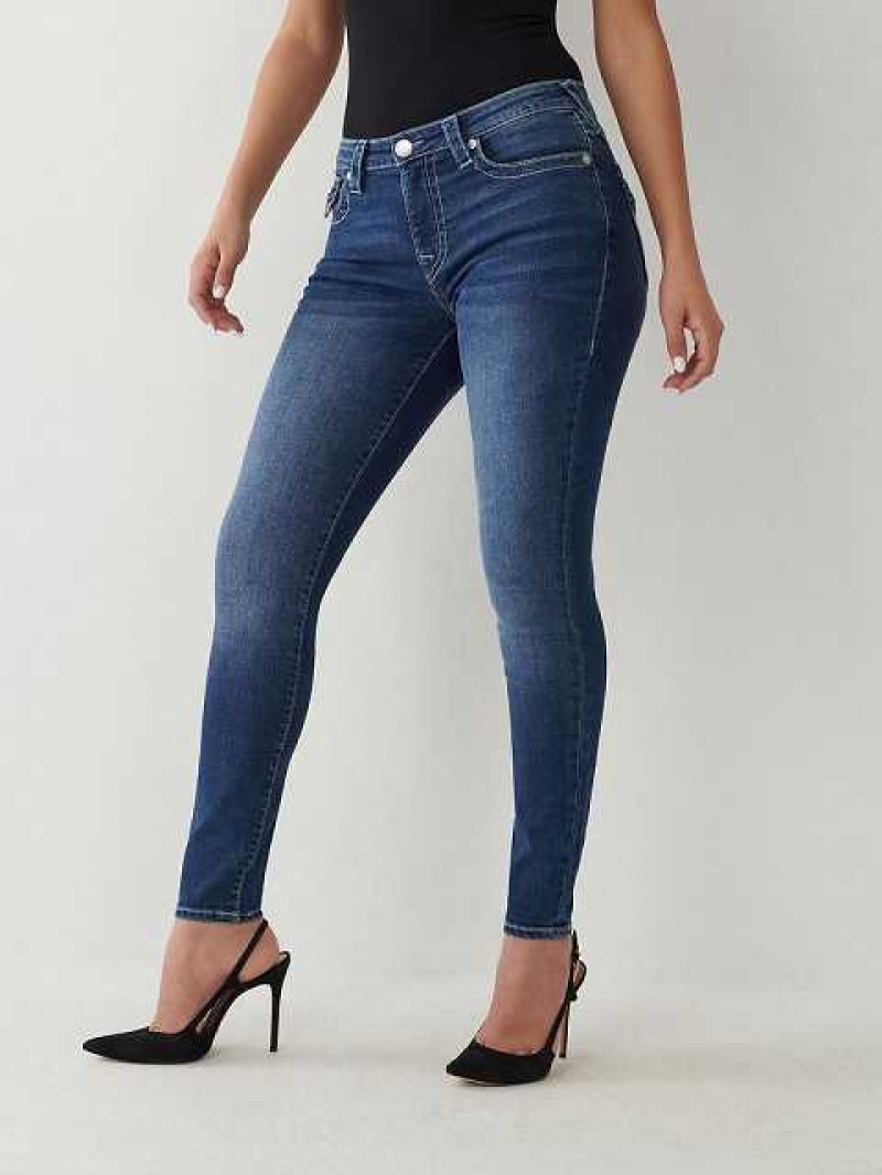 True Religion Jennie Mid Rise Curvy Skinny Jeans Dam Mörktvätt | CRM639804