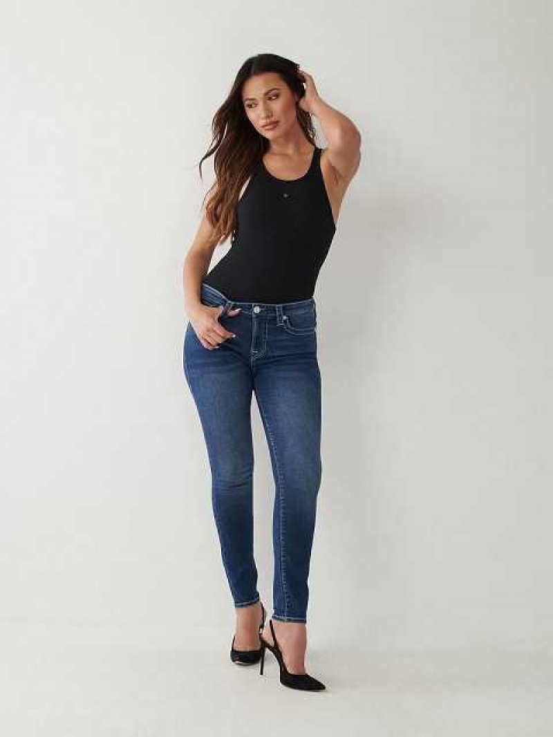 True Religion Jennie Mid Rise Curvy Skinny Jeans Dam Mörktvätt | CRM639804