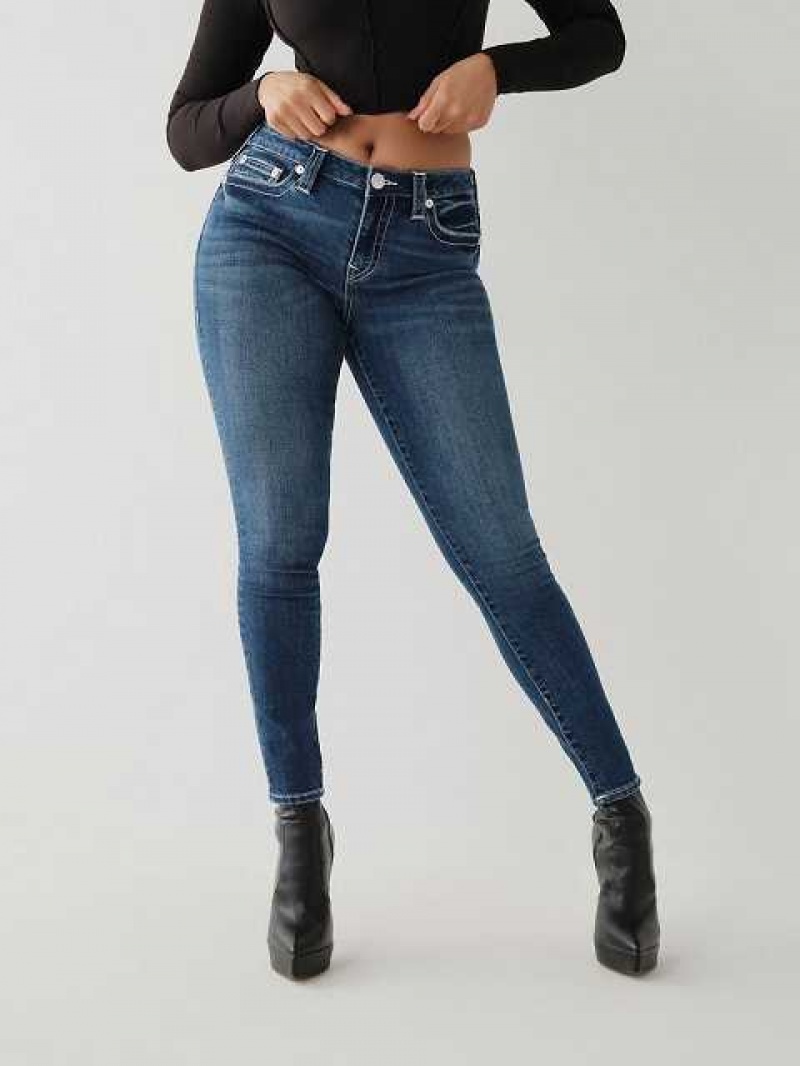 True Religion Jennie Mid Rise Curvy Skinny Jeans Dam Blå | WQI520794