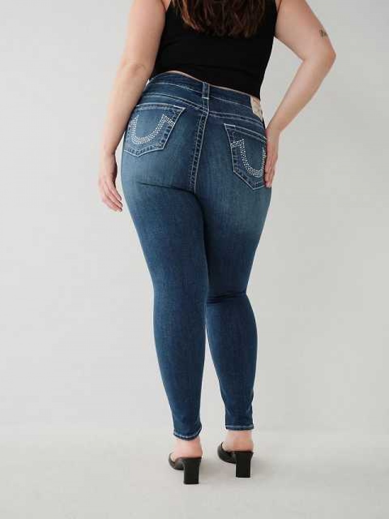 True Religion Jennie Mid Rise Curvy Skinny Jeans Dam Blå | WQI520794