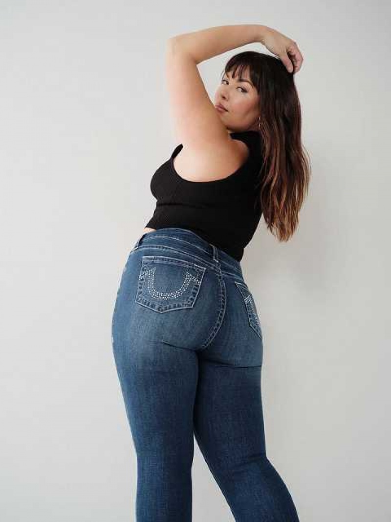 True Religion Jennie Mid Rise Curvy Skinny Jeans Dam Blå | WQI520794