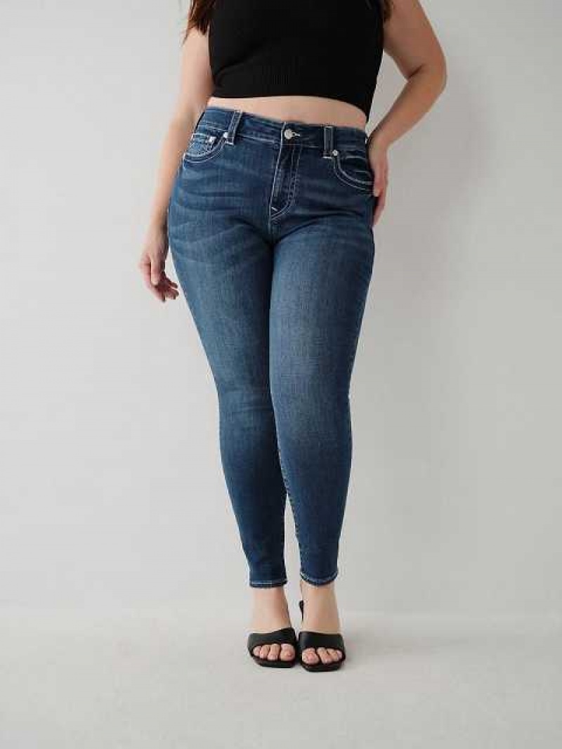 True Religion Jennie Mid Rise Curvy Skinny Jeans Dam Blå | WQI520794