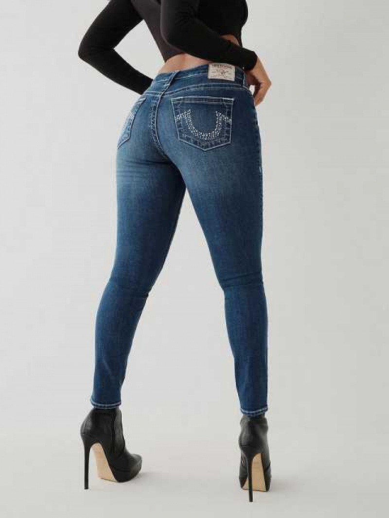 True Religion Jennie Mid Rise Curvy Skinny Jeans Dam Blå | WQI520794