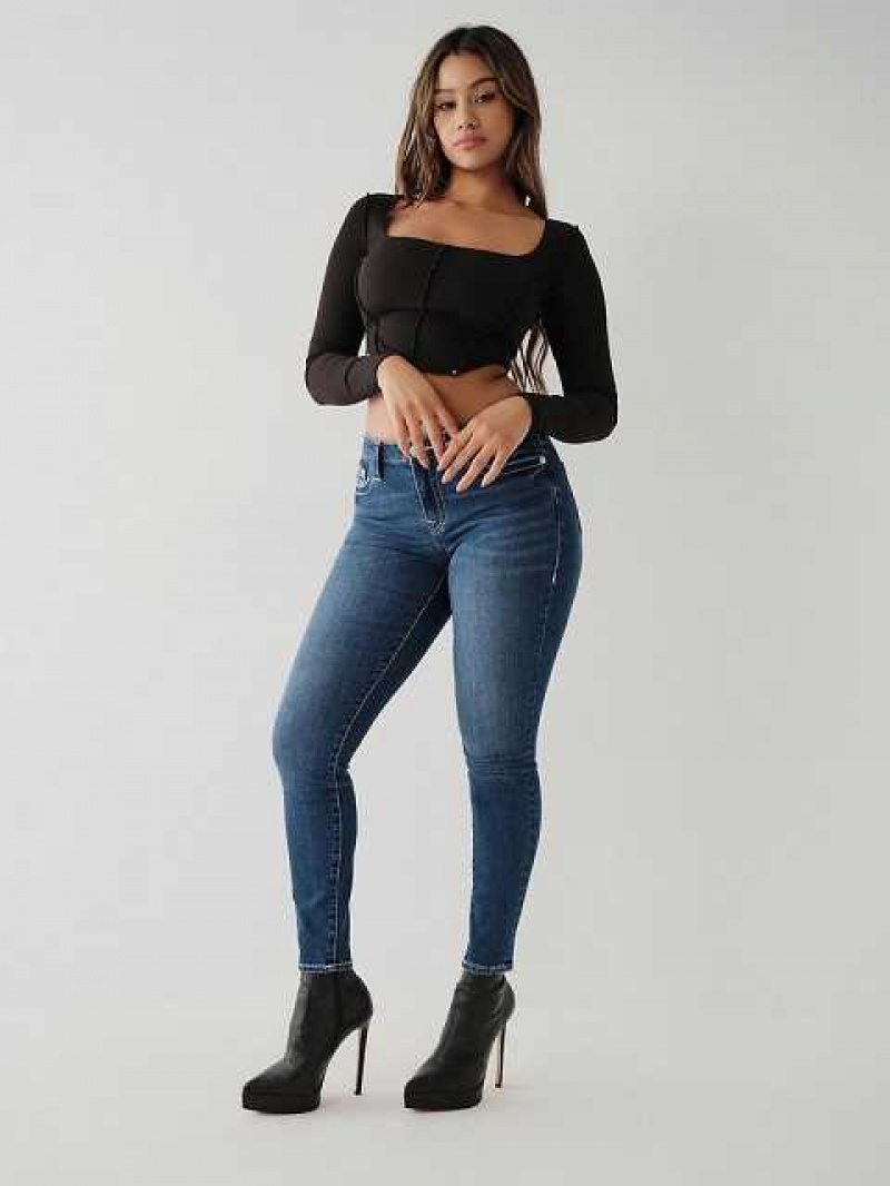 True Religion Jennie Mid Rise Curvy Skinny Jeans Dam Blå | WQI520794