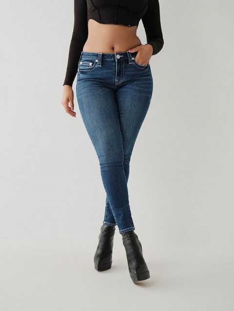 True Religion Jennie Mid Rise Curvy Skinny Jeans Dam Blå | WQI520794