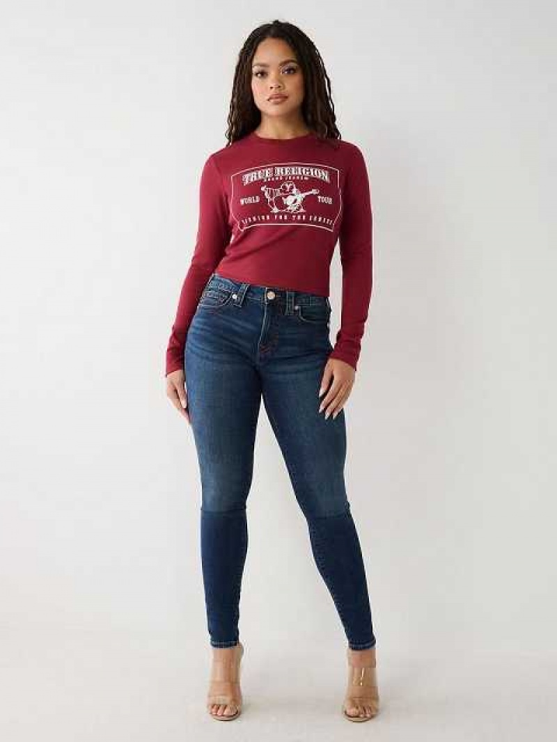 True Religion Jennie Mid Rise Curvy Skinny Jeans Dam Mörktvätt | WQI084513