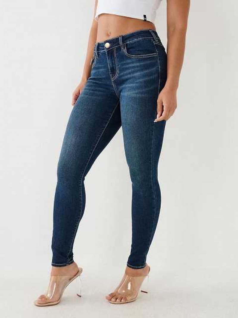 True Religion Jennie Mid Rise Single Needle Skinny Jeans Dam Marinblå | UJE360795