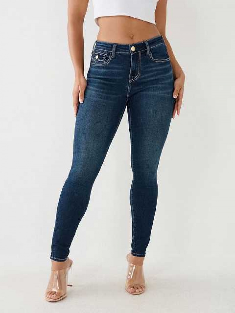 True Religion Jennie Mid Rise Single Needle Skinny Jeans Dam Marinblå | UJE360795