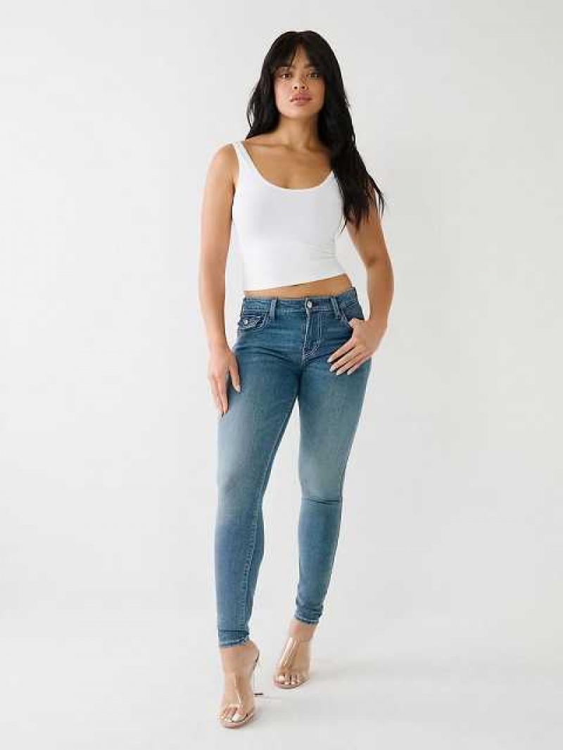 True Religion Jennie Mid Rise Single Needle Curvy Skinny Jeans Dam Blå | IGX201437