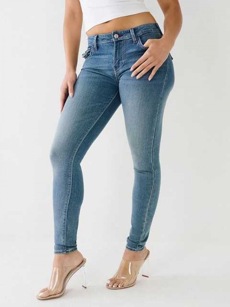 True Religion Jennie Mid Rise Single Needle Curvy Skinny Jeans Dam Blå | IGX201437