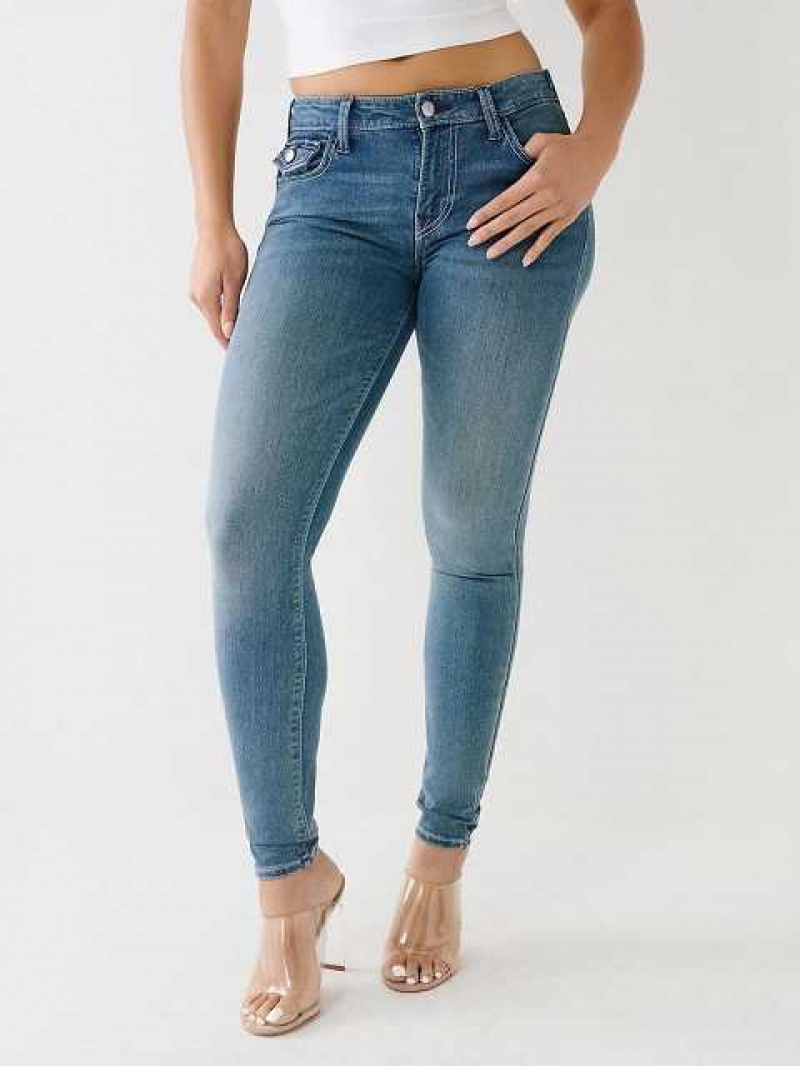 True Religion Jennie Mid Rise Single Needle Curvy Skinny Jeans Dam Blå | IGX201437