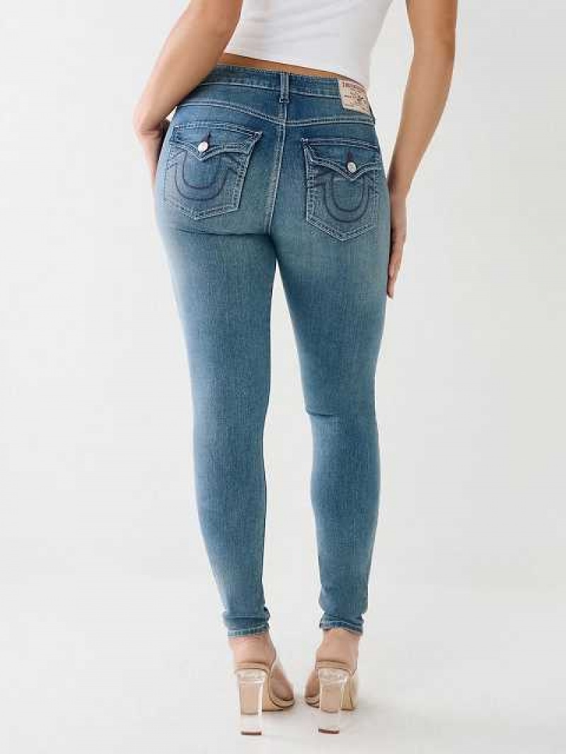 True Religion Jennie Mid Rise Single Needle Curvy Skinny Jeans Dam Blå | IGX201437