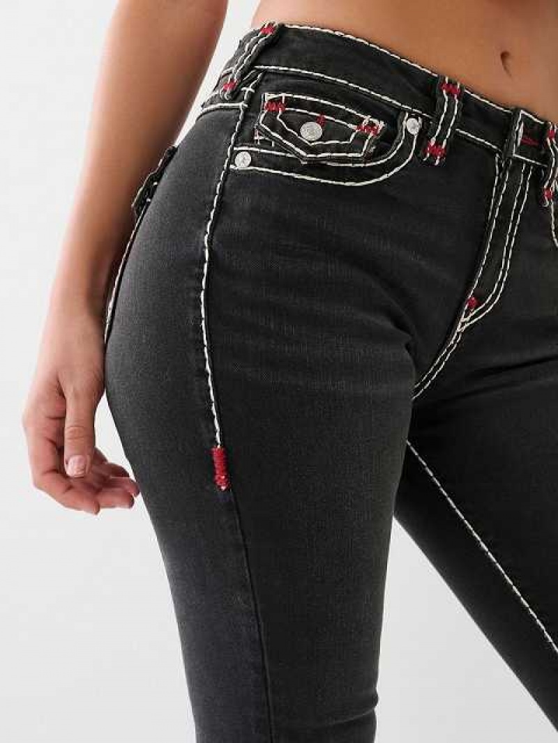 True Religion Jennie Mid Rise Super T Skinny Jeans Dam Svarta | BZC139062