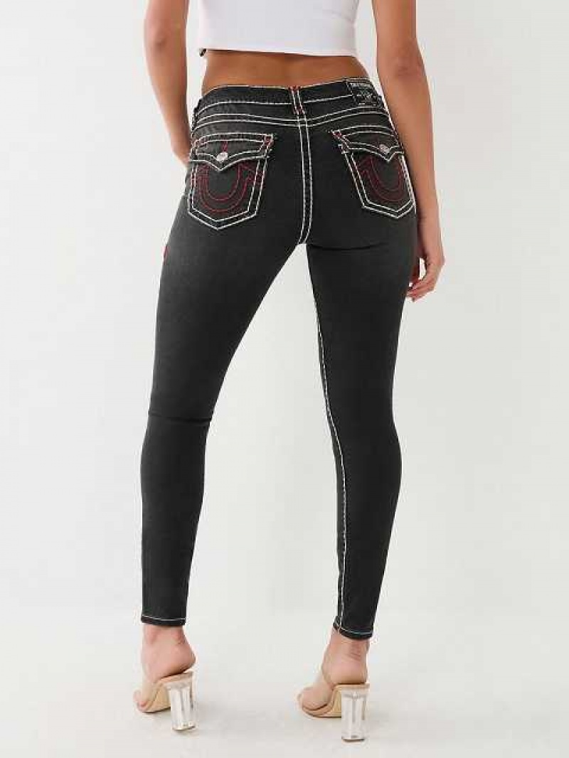 True Religion Jennie Mid Rise Super T Skinny Jeans Dam Svarta | BZC139062