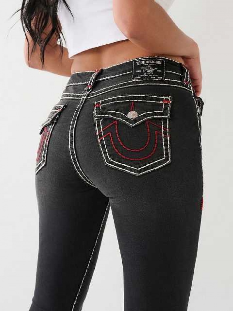 True Religion Jennie Mid Rise Super T Skinny Jeans Dam Svarta | BZC139062