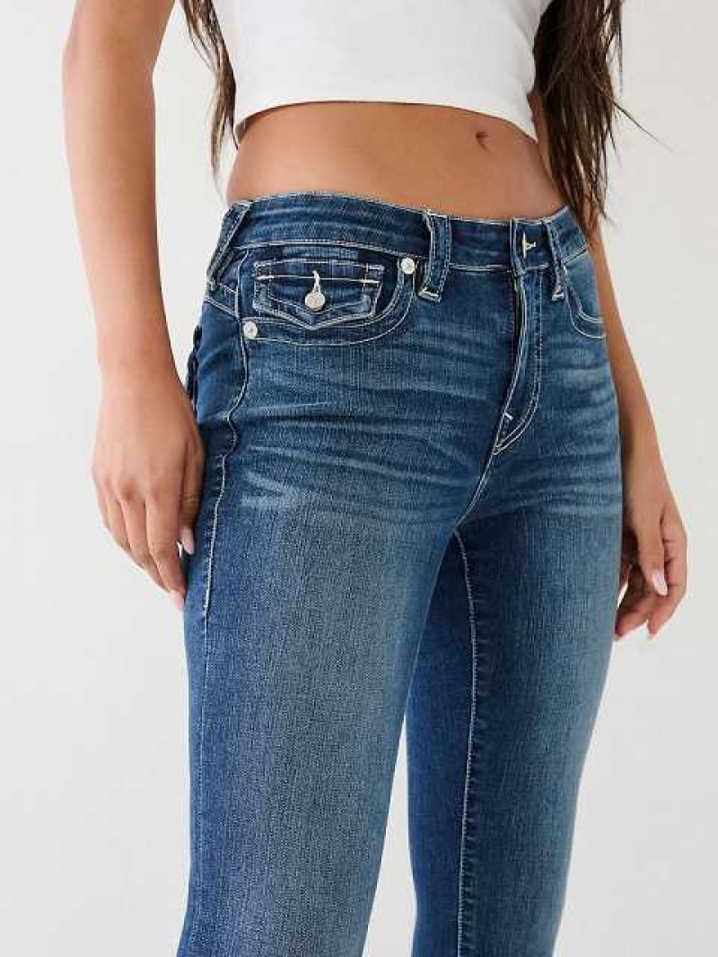 True Religion Jennie Mid-rise Skinny Jeans Dam Marinblå | HMX193257