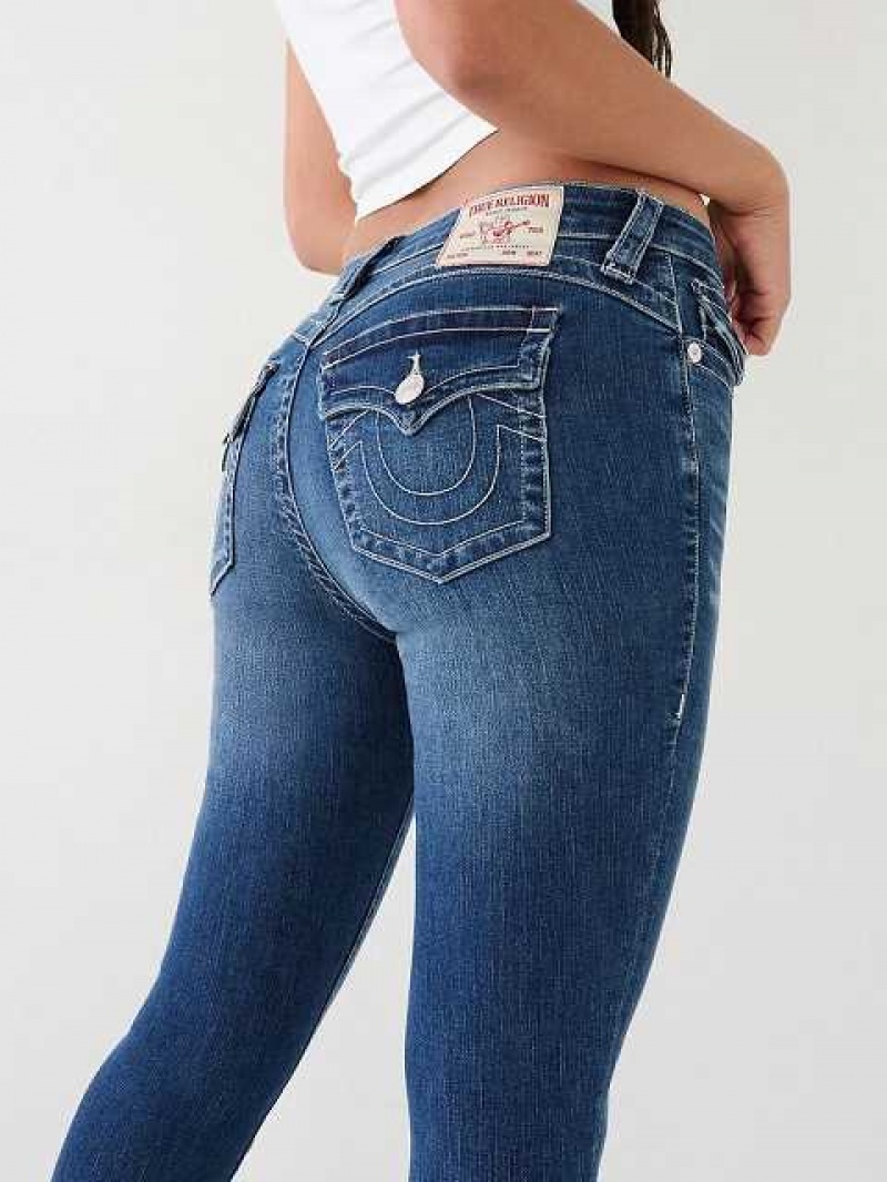 True Religion Jennie Mid-rise Skinny Jeans Dam Marinblå | HMX193257