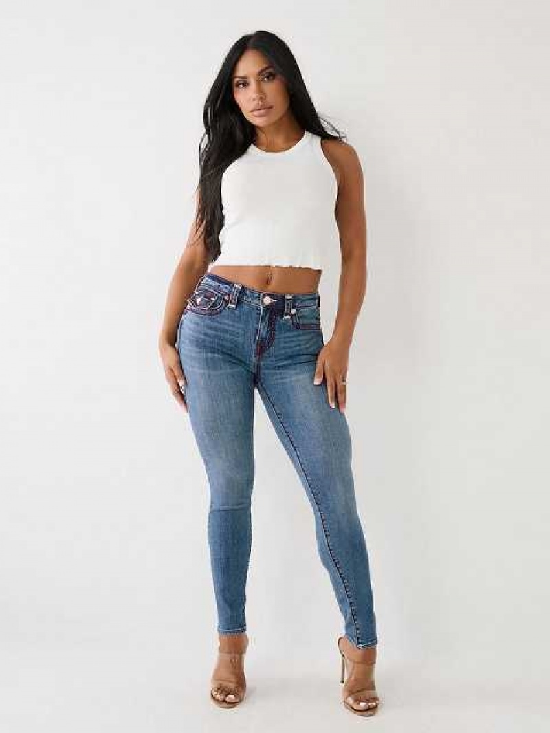 True Religion Jennie Skinny Jeans Dam Blå | OTX356814