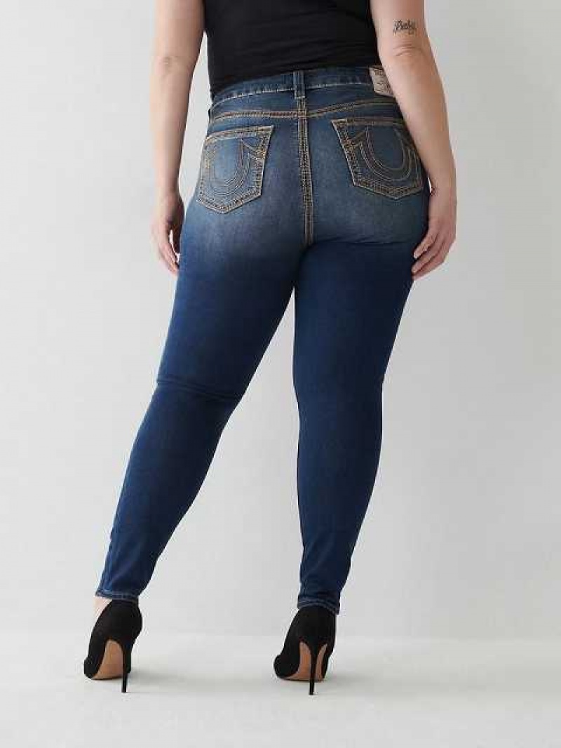 True Religion Jennie Super Q Curvy Skinny Jeans Dam Mörkblå | HUZ321798