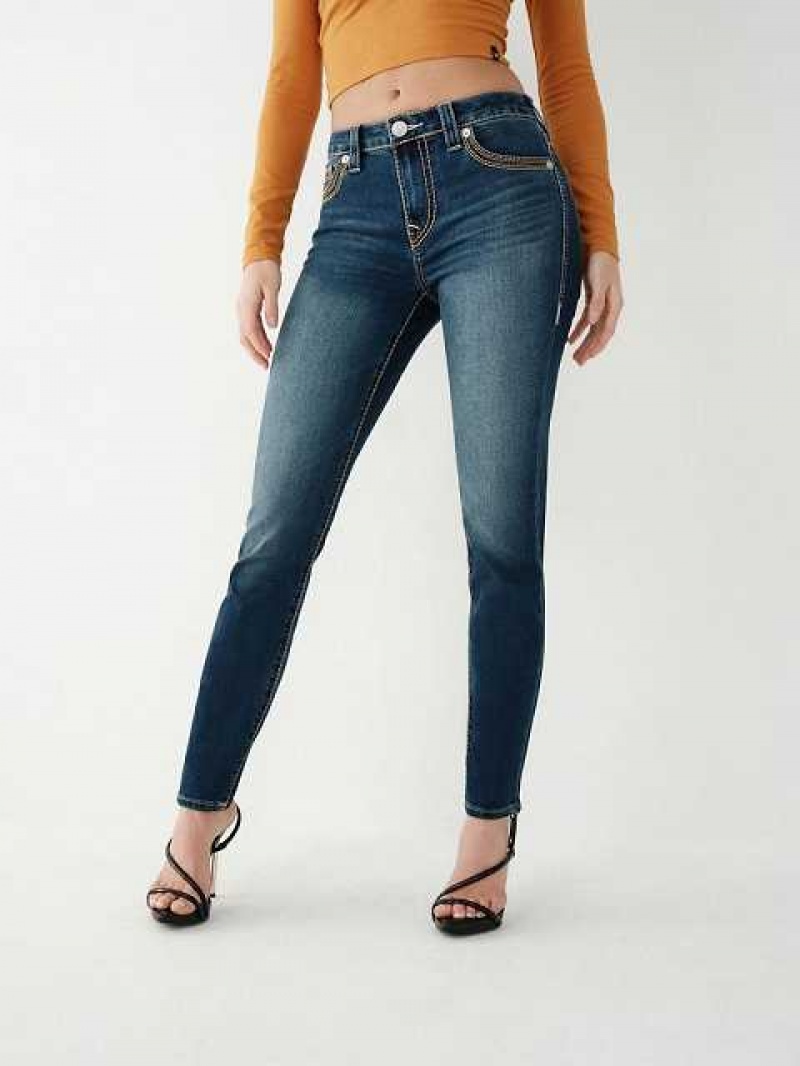 True Religion Jennie Super Q Curvy Skinny Jeans Dam Mörkblå | HUZ321798