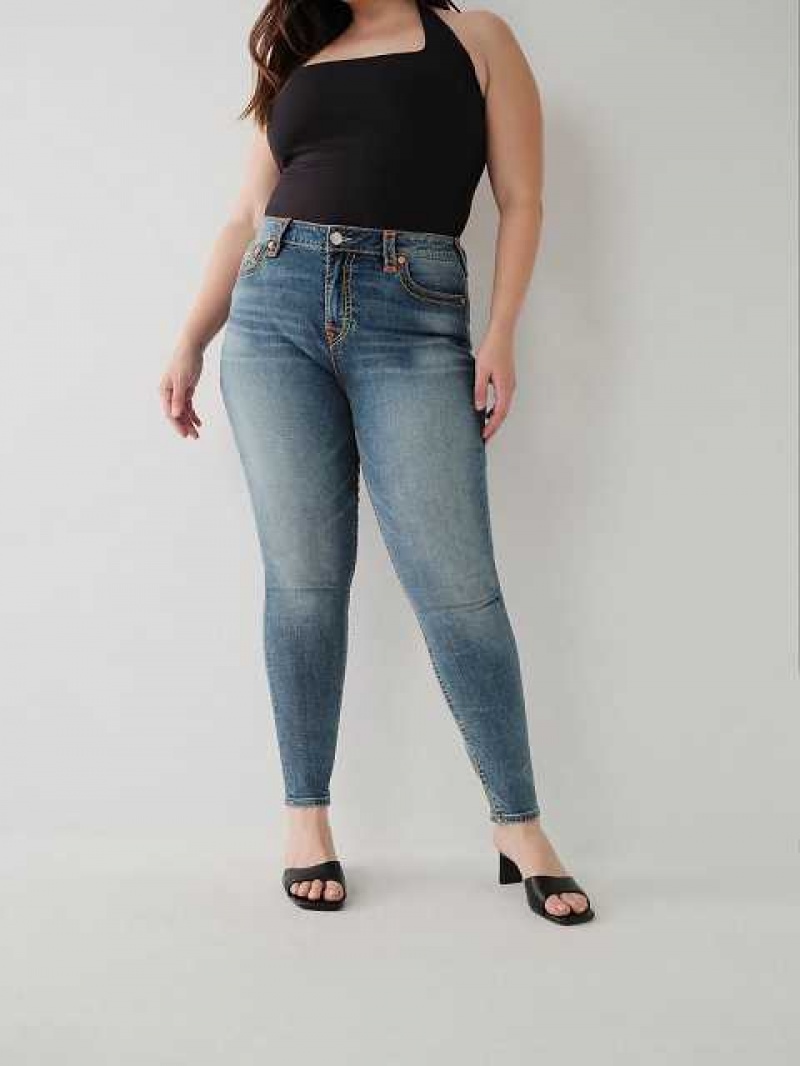 True Religion Jennie Super T Curvy Skinny Jeans Dam Blå | DCO490581