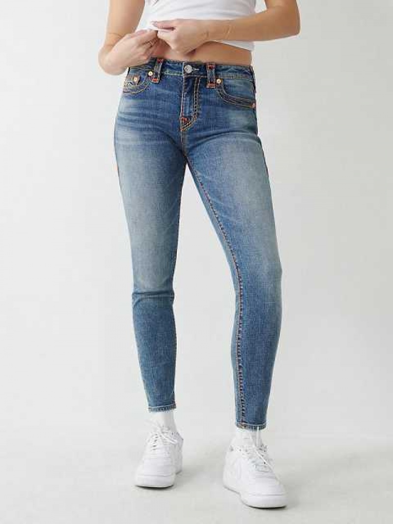 True Religion Jennie Super T Curvy Skinny Jeans Dam Blå | DCO490581