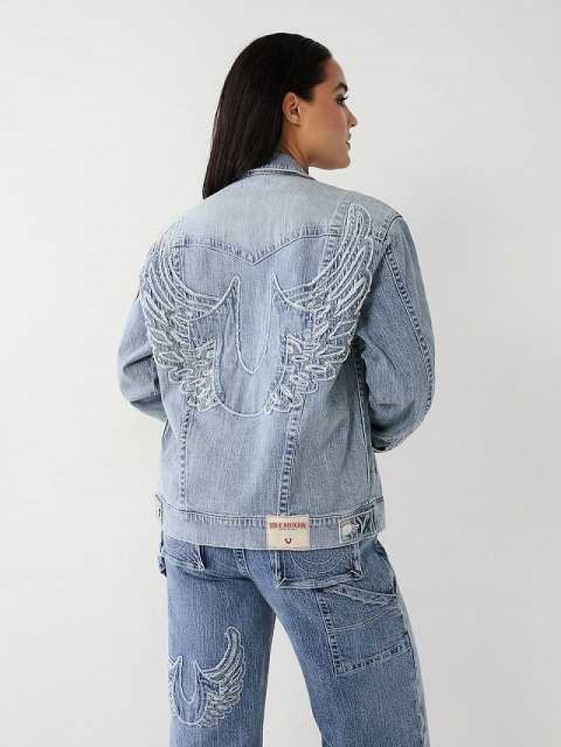 True Religion Jimmy Horseshoe Relaxed Denim Jacka Dam Blå | TDV708263