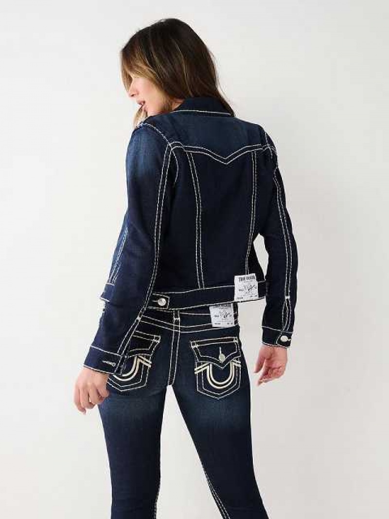 True Religion Jimmy Super T Stitch Denim Jacka Dam Mörkgrå | EIW135297